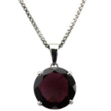 0.95 CTW GARNET 10K SOLID WHITE GOLD ROUND SHAPE PENDANT