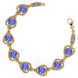 Certified 3.80 Ctw Tanzanite And Diamond VS/SI1 Bracelet 14K Yellow Gold Made In USA