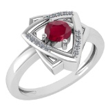 Certified 0.29 Ctw Ruby And Diamond VS/SI1 Halo Ring 14k White Gold Made In USA