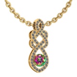 Certified 1.26 Ctw Mystic Topaz And Diamond VS/SI1 Necklace 14K Yellow Gold Made In USA