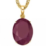 0.95 CTW RUBY 10K SOLID YELLOW GOLD OVAL SHAPE PENDANT