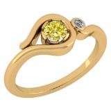 Certified 0.28 CtwTreated Fancy Yellow Diamond VS/SI1 And White Diamond VS/SI1 14K Yellow Gold Solit