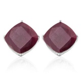 2.75 CTW RUBY 10K SOLID WHITE GOLD CUSHION SHAPE EARRING