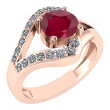 Certified 1.07 Ctw Ruby And Diamond VS/SI1 Halo Ring 14k Rose Gold Made In USA