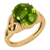 Certified 2.50 Ctw Peridot 14K Yellow Gold Solitaire Ring Made In USA