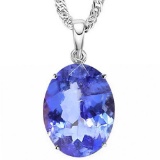 1.3 CTW LAB TANZANITE 10K SOLID WHITE GOLD OVAL SHAPE PENDANT