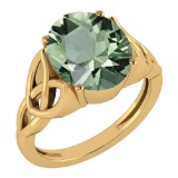 Certified 2.50 Ctw Green Amethyst 14K Yellow Gold Solitaire Ring Made In USA