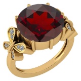 Certified 6.20 Ctw Garnet And Diamond VS/SI1 Ring 14K Yellow Gold Made In USA