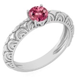 Certified 0.45 Ctw Pink Tourmaline Solitaire Ring with Filigree For New Expressions Love Promises co