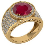 Certified 4.71 Ctw Ruby And Diamond VS/SI1 Unique Engagement Ring 14K Yellow Gold Made In USA
