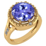 Certified 3.65 Ctw Tanzanite And Diamond VS/SI1 Halo Ring 14K Yellow Gold Made In USA