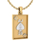 Certified Gift For Card Players charm Pendant 14k Yellow Gold MADE IN ITALY