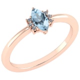 Certified 0.68 Ctw Blue Topaz And Diamond VS/SI1 Halo Ring 14k Rose Gold Made In USA