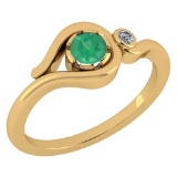 Certified 0.28 Ctw Emerald And Diamond VS/SI1 14K Yellow Gold Solitaire Ring