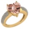 Certified 5.01 Ctw Morganite And White Diamond VS/SI1 Ladies Fashion Halo Ring 14k Yellow Gold