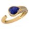 Certified 1.54 Ctw Blue Sapphire And Diamond VS/SI1 Halo Ring 14k Yellow Gold Made In USA