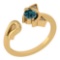 Certified 0.46 Ctw Treated Fancy Blue Diamond SI1/SI2 And Diamond Halo Ring 14k Yellow Gold Made In