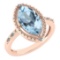 Certified 1.58 Ctw Blue Topaz And Diamond VS/SI1 Ring 14k Rose Gold Made In USA