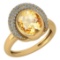 Certified 2.82 Ctw Citrine And Diamond VS/SI1 Halo Ring 14k Yellow Gold Made In USA