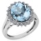 Certified 5.65 Ctw Blue Topaz And Diamond VS/SI1 Halo Ring 14k White Gold Made In USA