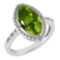 Certified 1.58 Ctw Peridot And Diamond VS/SI1 Ring 14K White Gold Made In USA