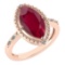 Certified 1.58 Ctw Ruby And Diamond VS/SI1 Ring 14K Rose Gold Made In USA