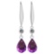 Certified 5.70 Ctw Amethyst And Diamond VS/SI1 Dangling Earrings 14K White Gold Made In USA