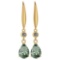 Certified 5.70 Ctw Green Amethyst And Diamond VS/SI1 Dangling Earrings 14K Yellow Gold Made In USA