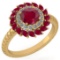 Certified 2.40 Ctw Ruby And Diamond VS/SI1 Halo Ring 14K Yellow Gold Made In USA