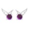 Certified 0.50 Ctw Amethyst Stud Earrings 14K Gold White Gold Made In USA