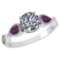 Certified 1.81 Ctw Amethyst And Diamond VS/I1 Ring 14K White Gold Made In USA