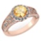 Certified 1.84 Ctw Citrine And Diamond VS/SI1 Halo Ring 14k Rose Gold Made In USA