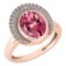 Certified 2.82 Ctw Pink Tourmaline And Diamond VS/SI1 Halo Ring 14K Rose Gold Made In USA