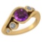 Certified 1.51 Ctw Amethyst And Diamond VS/SI1 Ring 14k Yellow Gold Made In USA