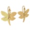 Gold Butterfly Wire Hook Earrings 18K Yellow Gold Made In Italy