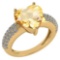 Certified 5.31 Ctw Citrine And Diamond VS/SI1 Ring 14K Yellow Gold Made In USA