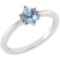 Certified 0.68 Ctw Blue Topaz And Diamond VS/SI1 Ring 14K White Gold Made In USA
