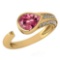 Certified 1.54 Ctw Pink Tourmaline And Diamond VS/SI1 Halo Ring 14k Yellow Gold Made In USA