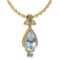 Certified 3.62 Ctw Blue Topaz And Diamond VS/SI1 Necklace 14K Yellow Gold Made In USA