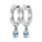 Certified 0.50 Ctw Blue Topaz Hoop Earrings 14K White Gold Made In USA