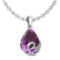 Certified 7.40 Ctw Amethyst And Diamond VS/SI1 Necklace 14K White Gold Made In USA