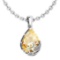Certified 7.40 Ctw Citrine And Diamond VS/SI1 Necklace 14K White Gold Made In USA