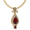 Certified 3.62 Ctw Garnet And Diamond VS/SI1 Necklace 14K Yellow Gold Made In USA