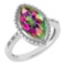 Certified 1.58 Ctw Mystic Topaz And Diamond VS/SI1 Ring 14K White Gold Made In USA