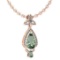 Certified 3.62 Ctw Green Amethyst And Diamond VS/SI1 Necklace 14K Rose Gold Made In USA