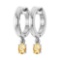 Certified 0.50 Ctw Citrine Hoop Earrings 14K White Gold Made In USA