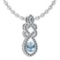 Certified 1.26 Ctw Blue Topaz And Diamond VS/SI1 Necklace 14K White Gold Made In USA