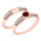 Certified 0.55 Ctw Garnet And Diamond VS/SI1 2 Pcs Ring 14K Rose Gold Made In USA