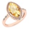 Certified 1.58 Ctw Citrine And Diamond VS/SI1 Ring 14k Rose Gold Made In USA