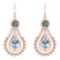 Certified 5.18 Ctw Blue Topaz And Diamond SI2/I1 Dangling Earrings 14K Rose Gold Made In USA